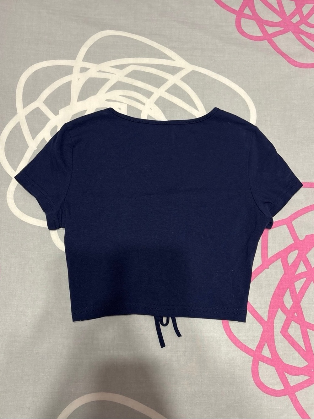 SHEIN Navy Blue Ruched Drawstring Crop Top - Picture 3 of 3